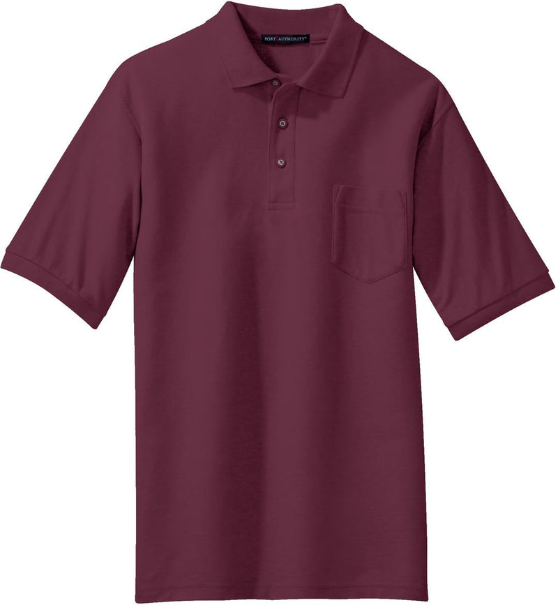 Port Authority Silk Touch Polo Shirt with Pocket-Regular-Port Authority-Burgundy-S-Thread Logic