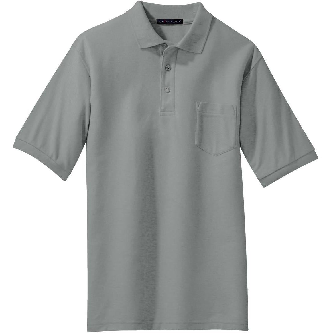 no-logo Port Authority Silk Touch Polo Shirt with Pocket-Regular-Port Authority-Cool Grey-S-Thread Logic