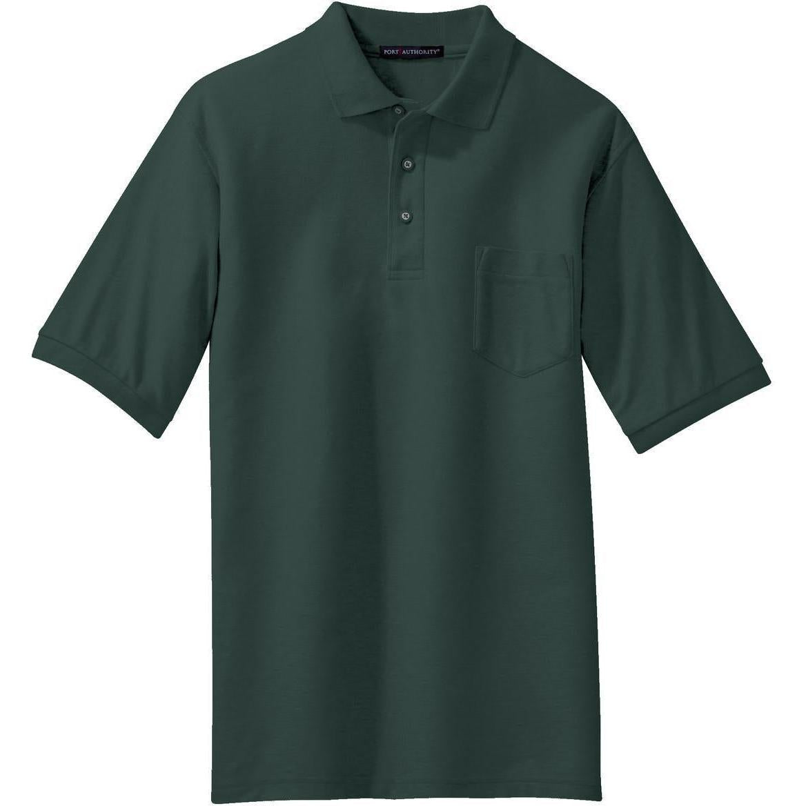 no-logo Port Authority Silk Touch Polo Shirt with Pocket-Regular-Port Authority-Dark Green-S-Thread Logic