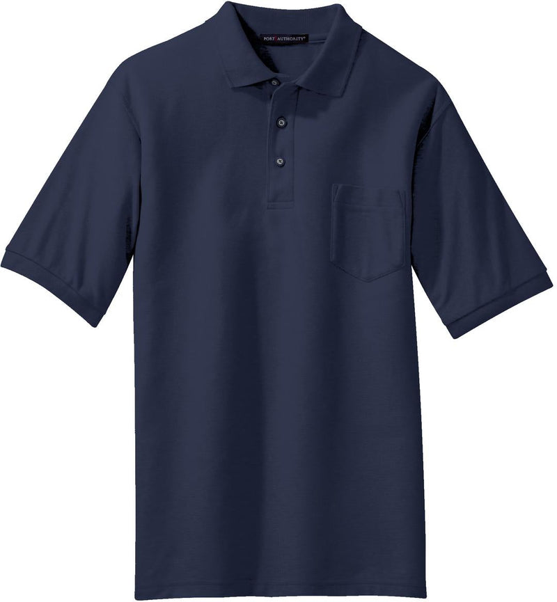 Port Authority Silk Touch Polo Shirt with Pocket-Regular-Port Authority-Navy-S-Thread Logic