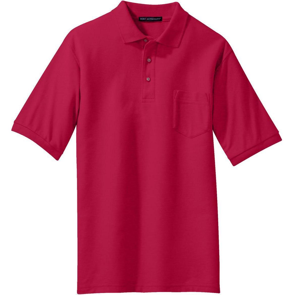 no-logo Port Authority Silk Touch Polo Shirt with Pocket-Regular-Port Authority-Red-S-Thread Logic