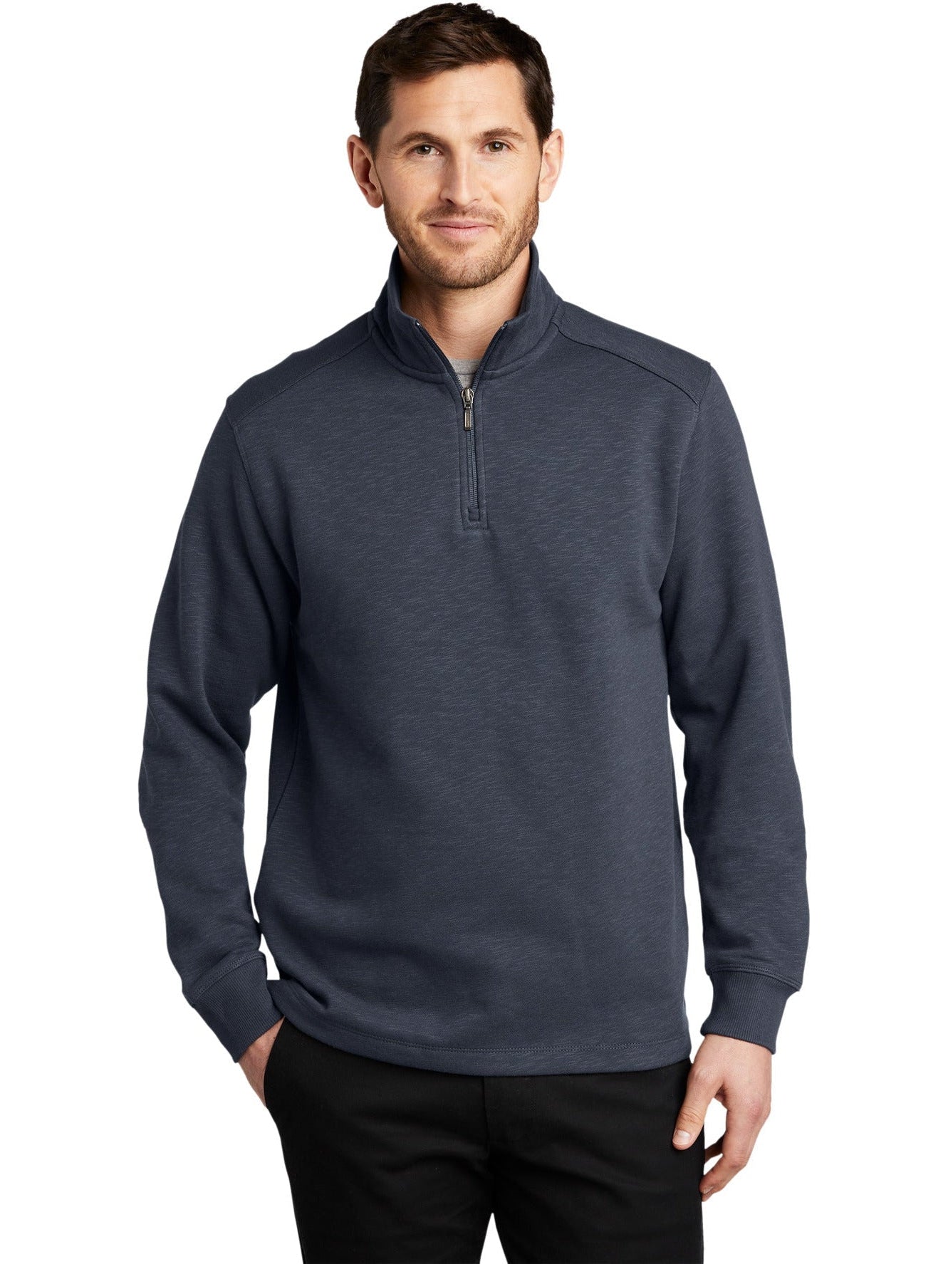 no-logo Port Authority Slub Fleece 1/4-Zip Pullover-Regular-Port Authority-Thread Logic