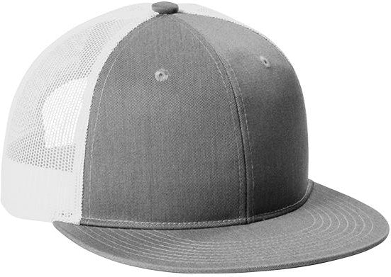 no-logo Port Authority Snapback Flat Bill Trucker Cap-Regular-Port Authority-Heather Grey/White-1 Size-Thread Logic