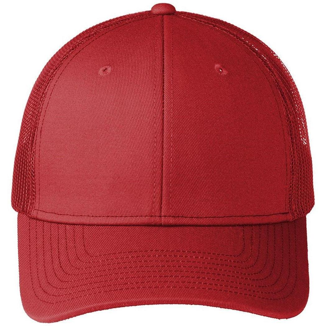 no-logo Port Authority Snapback Trucker Cap-Headwear-Port Authority-Flame Red-OSFA-Thread Logic