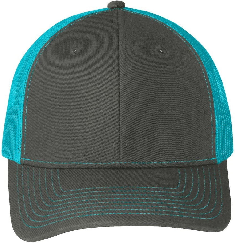 Port Authority Snapback Trucker Cap-Regular-Port Authority-Grey Steel/Neon Blue-OSFA-Thread Logic 