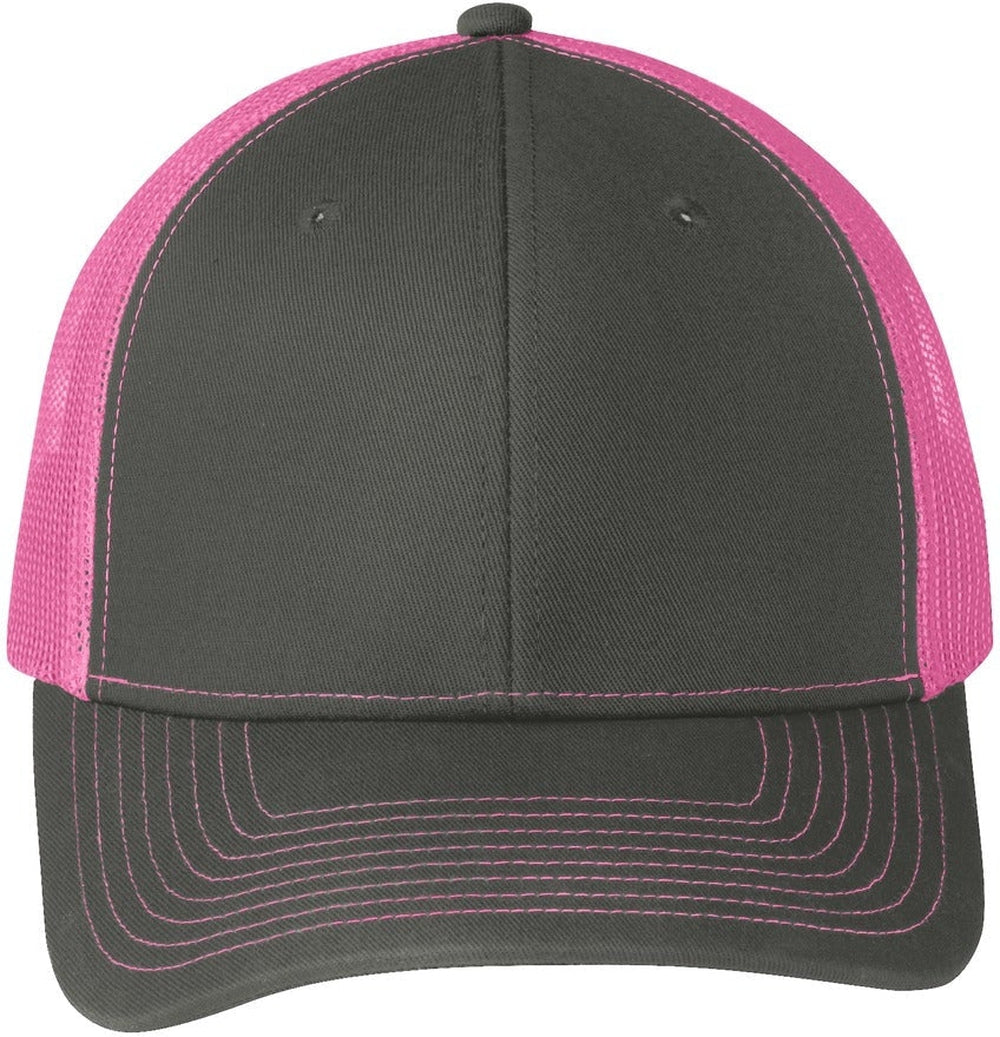 Port Authority Snapback Trucker Cap-Regular-Port Authority-Grey Steel/Neon Pink-OSFA-Thread Logic 