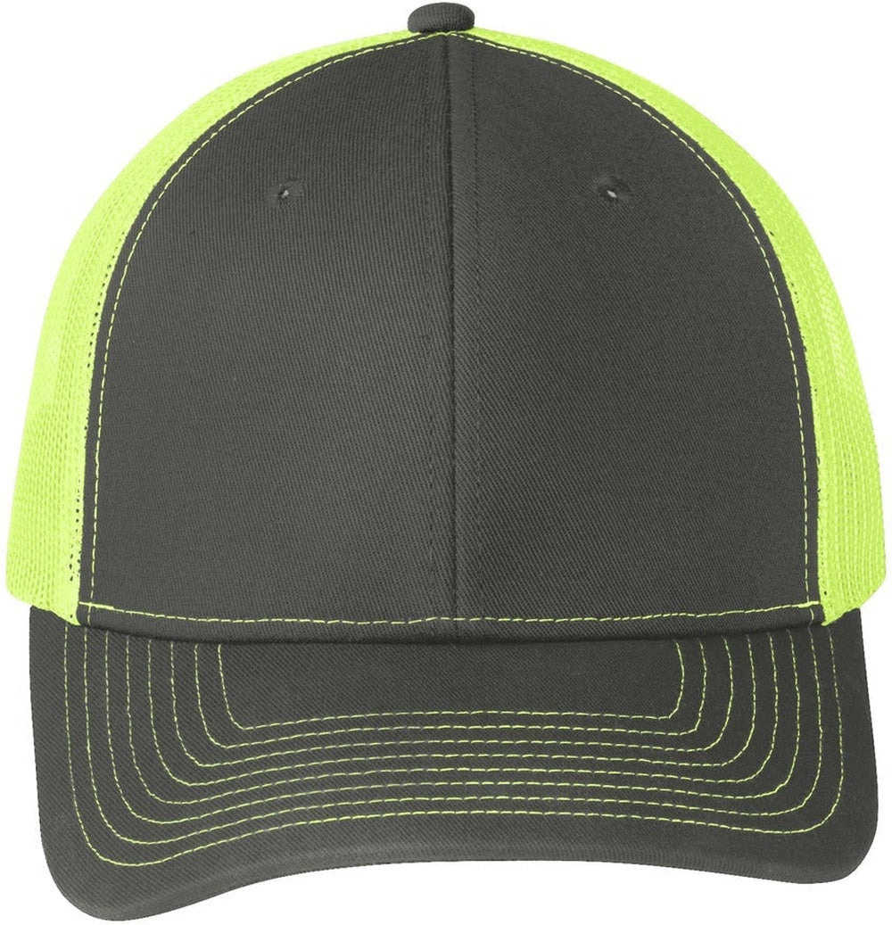 Port Authority Snapback Trucker Cap-Regular-Port Authority-Grey Steel/Neon Yellow-OSFA-Thread Logic 