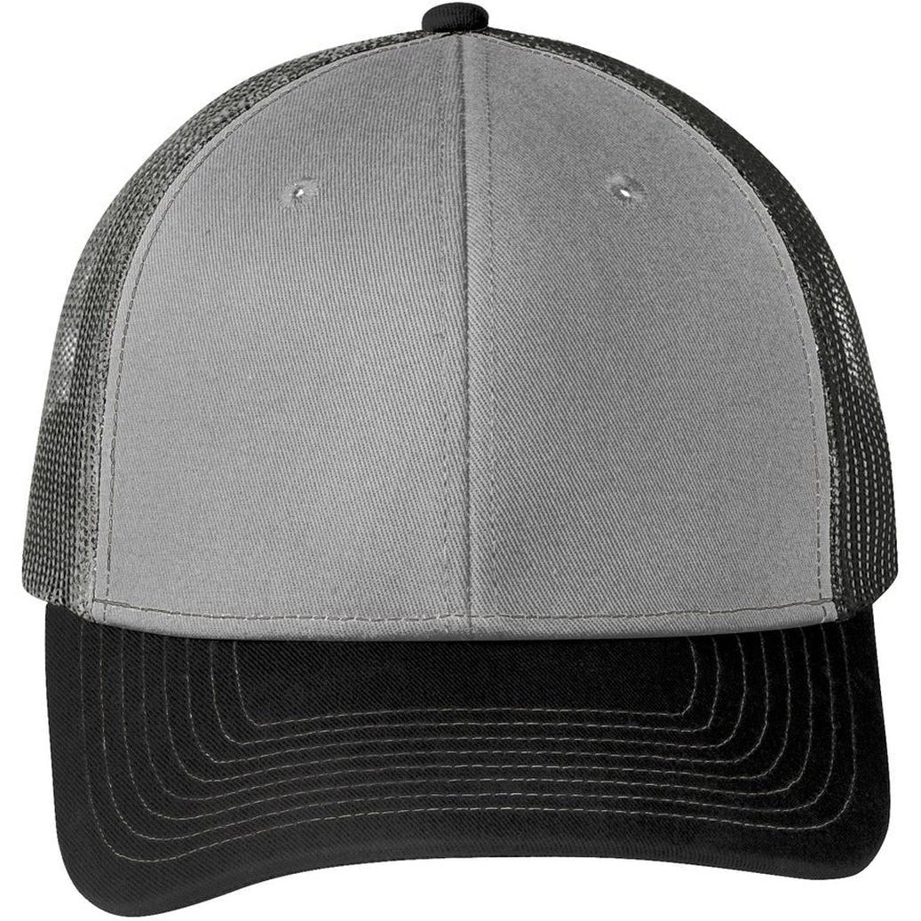 no-logo Port Authority Snapback Trucker Cap-Headwear-Port Authority-Gusty Grey/Black/Grey Steel-OSFA-Thread Logic