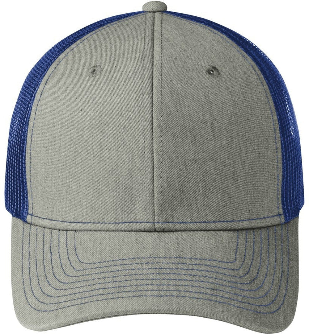Port Authority Snapback Trucker Cap-Regular-Port Authority-Heather Grey/Patriot Blue-OSFA-Thread Logic 