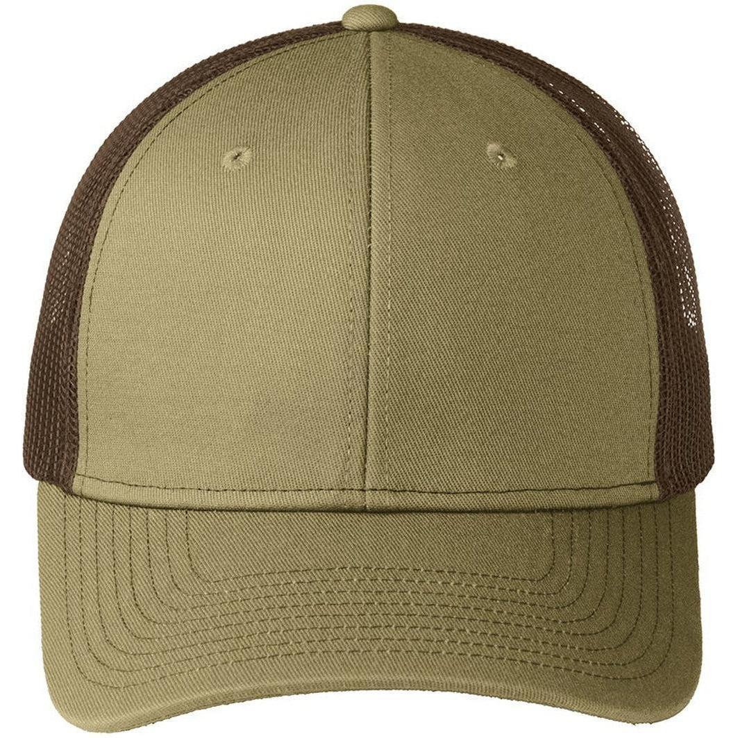 no-logo Port Authority Snapback Trucker Cap-Headwear-Port Authority-True Khaki/Coffee-OSFA-Thread Logic
