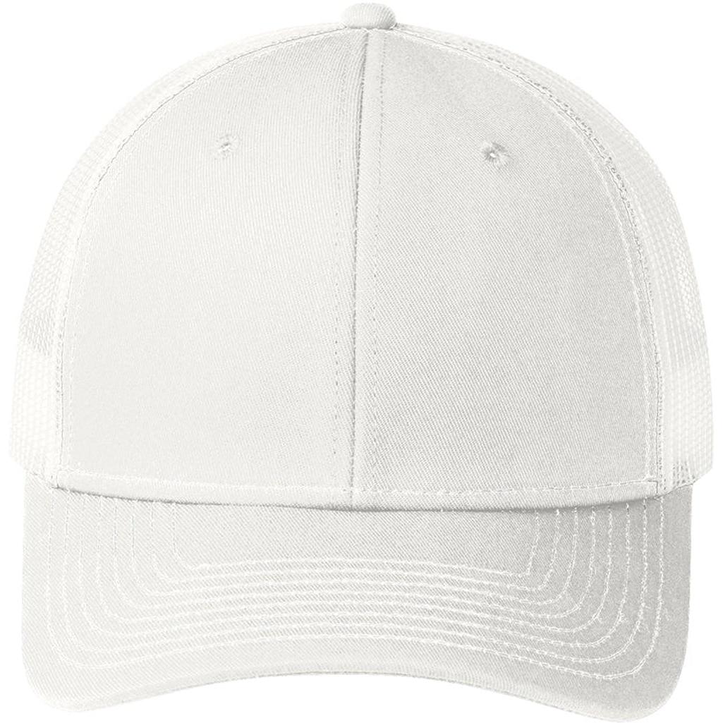 no-logo Port Authority Snapback Trucker Cap-Headwear-Port Authority-White-OSFA-Thread Logic
