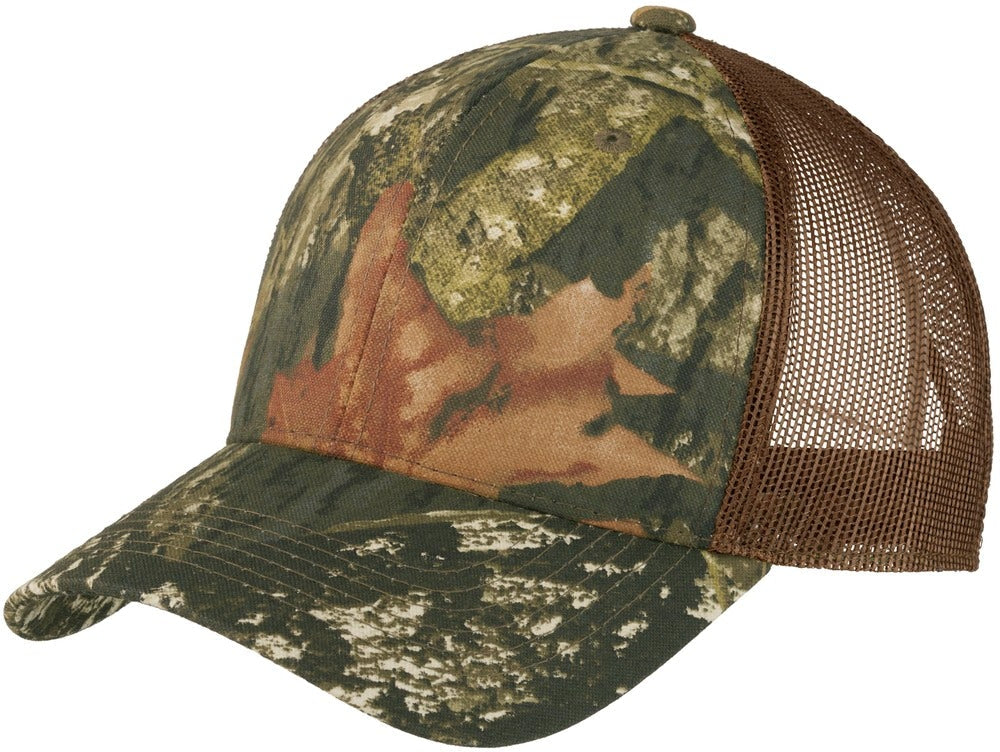 no-logo Port Authority Structured Camouflage Mesh Back Cap-Regular-Port Authority-Mossy Oak New Break-up/Brown-OSFA-Thread Logic 