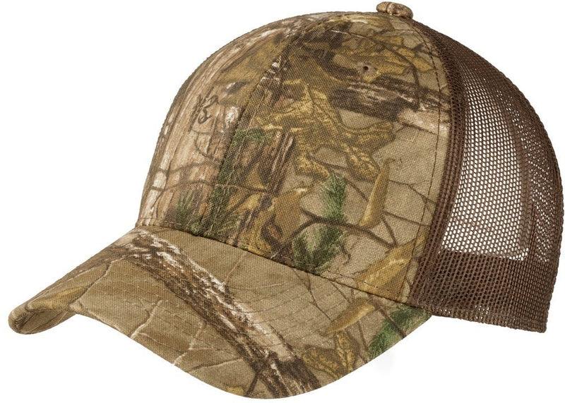 no-logo Port Authority Structured Camouflage Mesh Back Cap-Regular-Port Authority-Realtree Xtra/Brown-OSFA-Thread Logic 