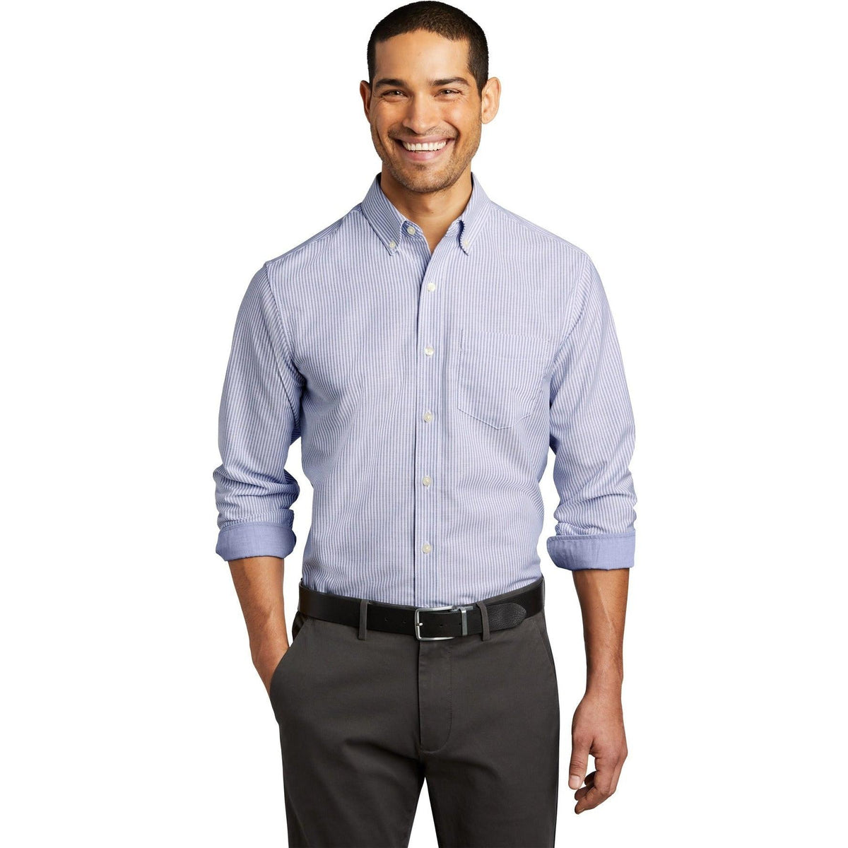no-logo Port Authority SuperPro Oxford Stripe Shirt-Regular-Port Authority-Thread Logic