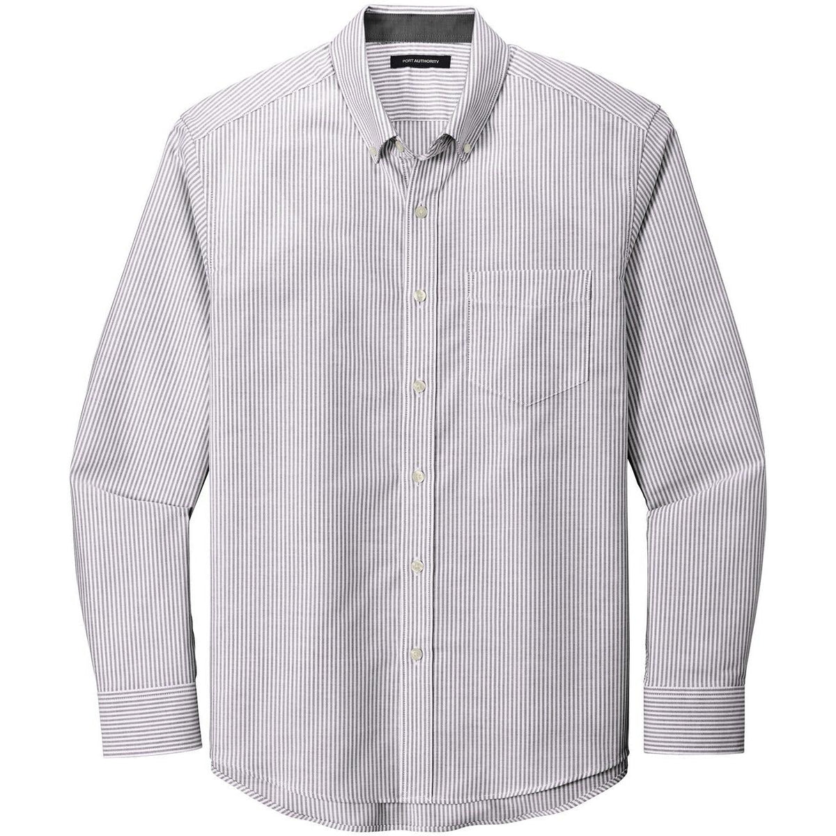 no-logo Port Authority SuperPro Oxford Stripe Shirt-Regular-Port Authority-Black/White-S-Thread Logic