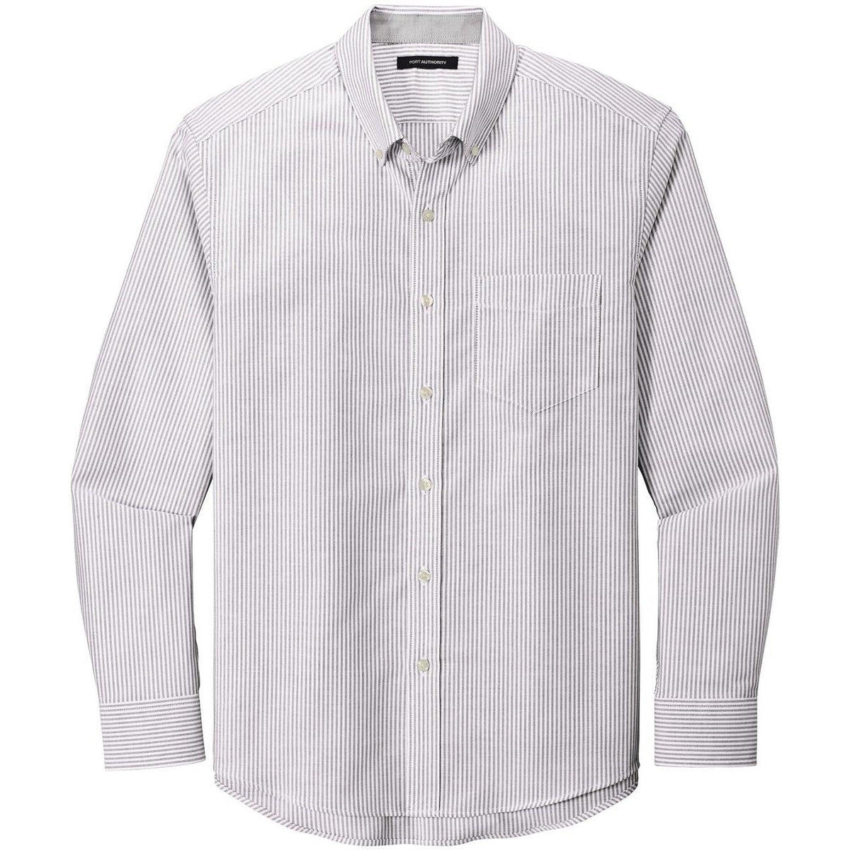 no-logo Port Authority SuperPro Oxford Stripe Shirt-Regular-Port Authority-Gusty Grey/White-S-Thread Logic