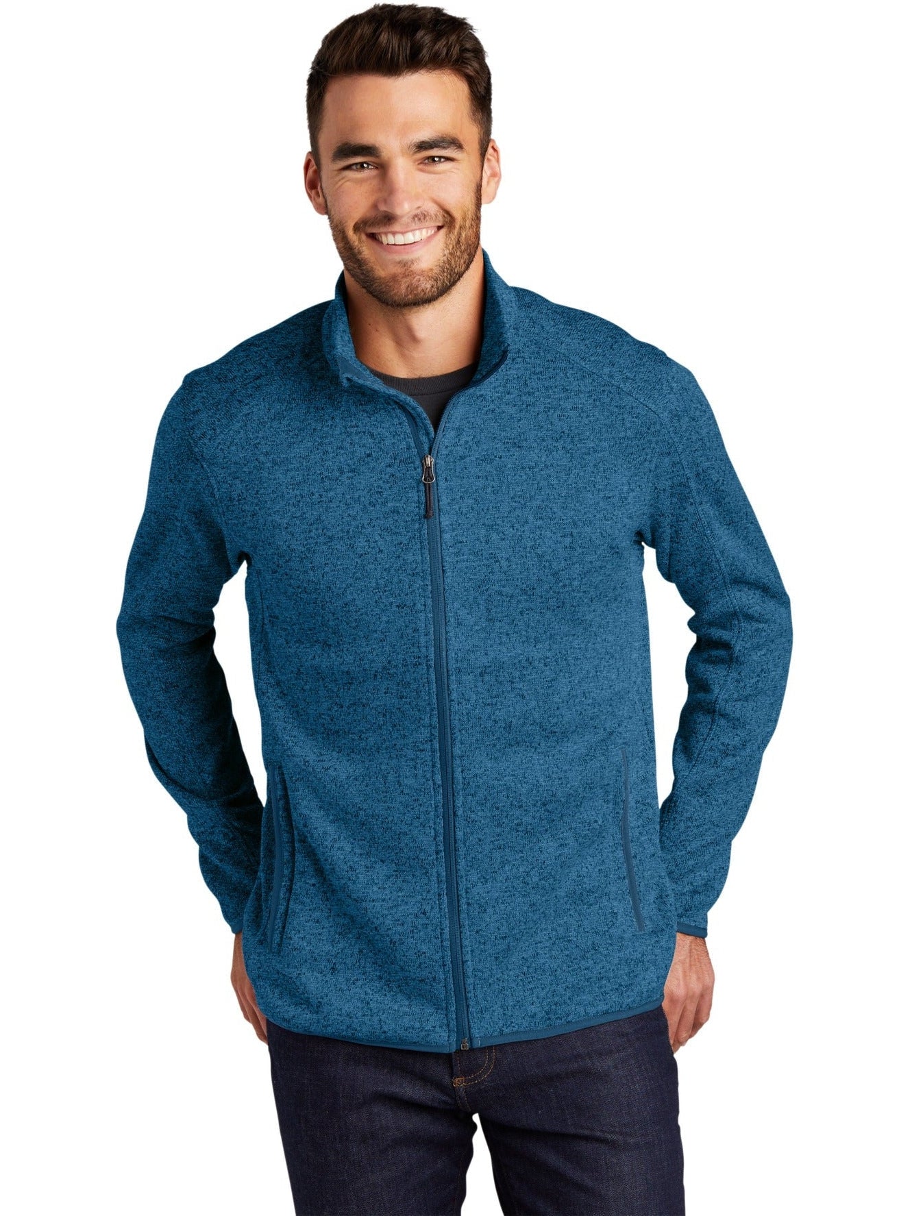 no-logo Port Authority Sweater Fleece Jacket-Regular-Port Authority-Thread Logic