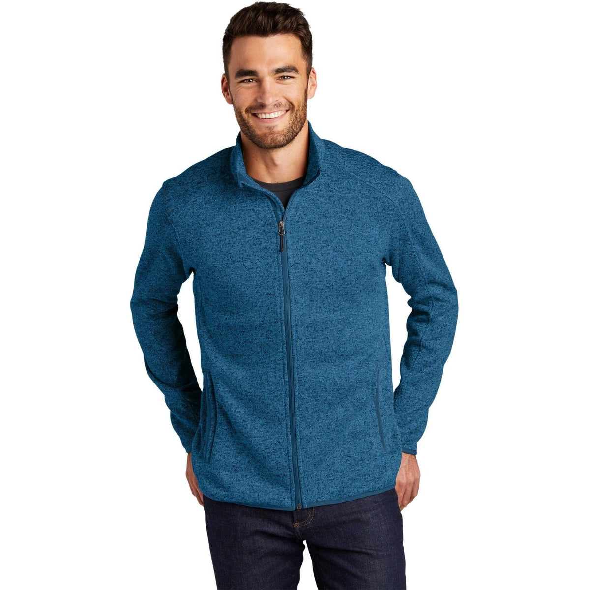 no-logo Port Authority Sweater Fleece Jacket-Regular-Port Authority-Thread Logic