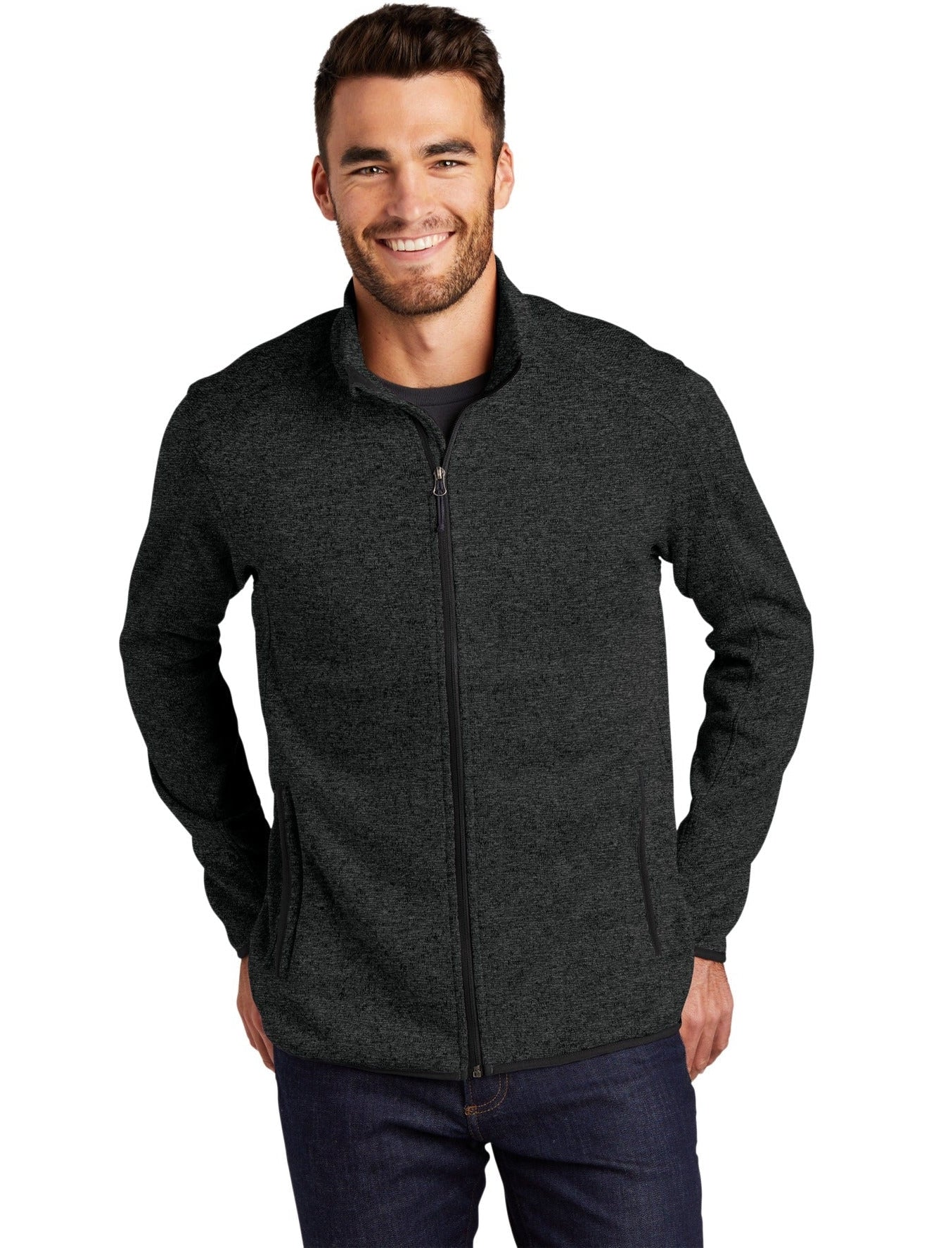 no-logo Port Authority Sweater Fleece Jacket-Regular-Port Authority-Thread Logic