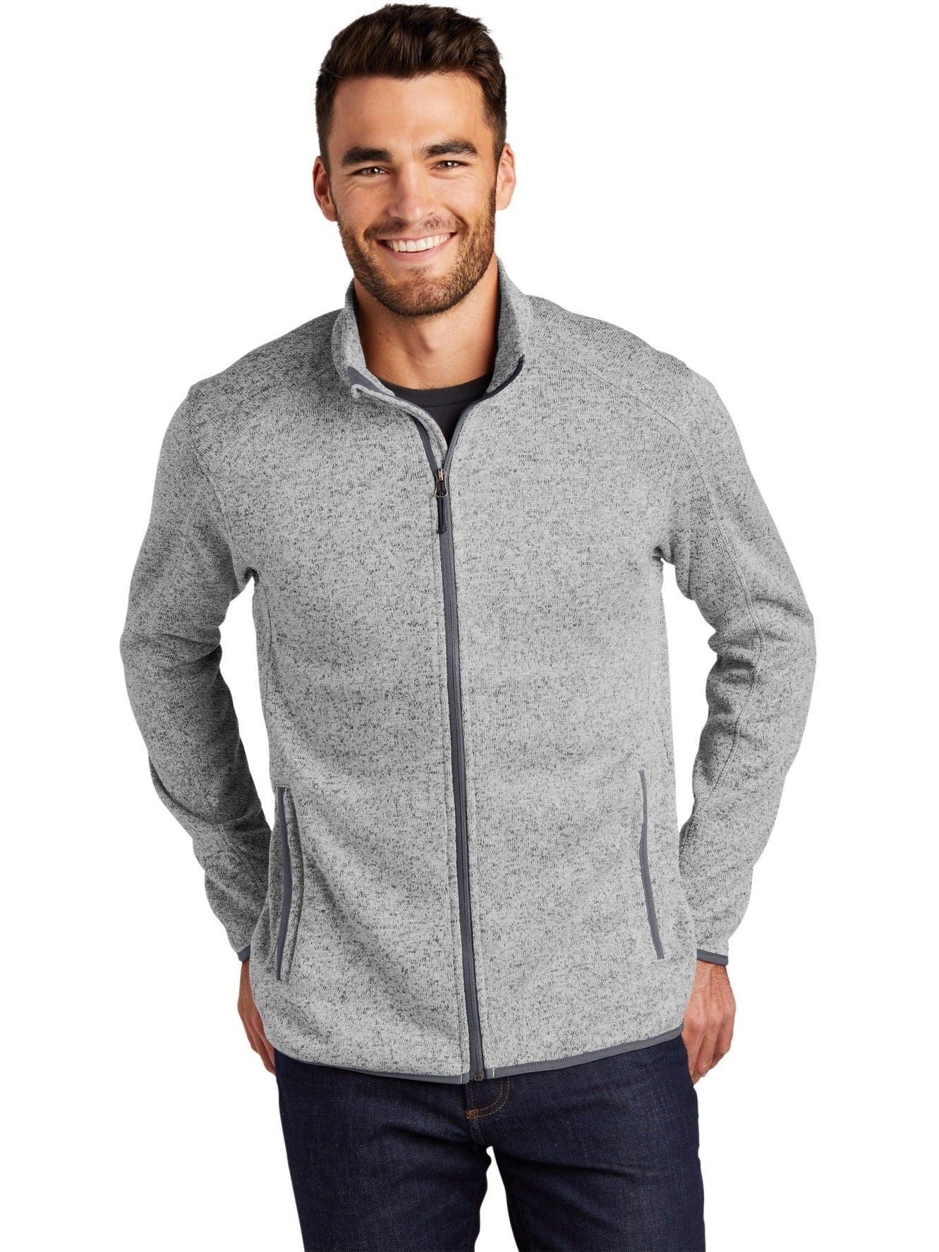 no-logo Port Authority Sweater Fleece Jacket-Regular-Port Authority-Thread Logic