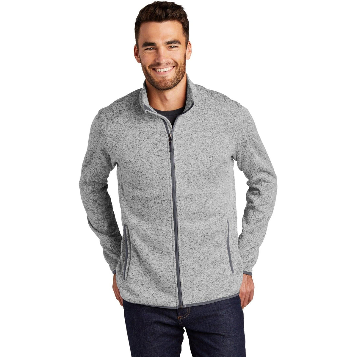 no-logo Port Authority Sweater Fleece Jacket-Regular-Port Authority-Thread Logic
