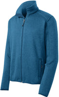 Port Authority Sweater Fleece Jacket-Regular-Port Authority-Medium Blue Heather-S-Thread Logic