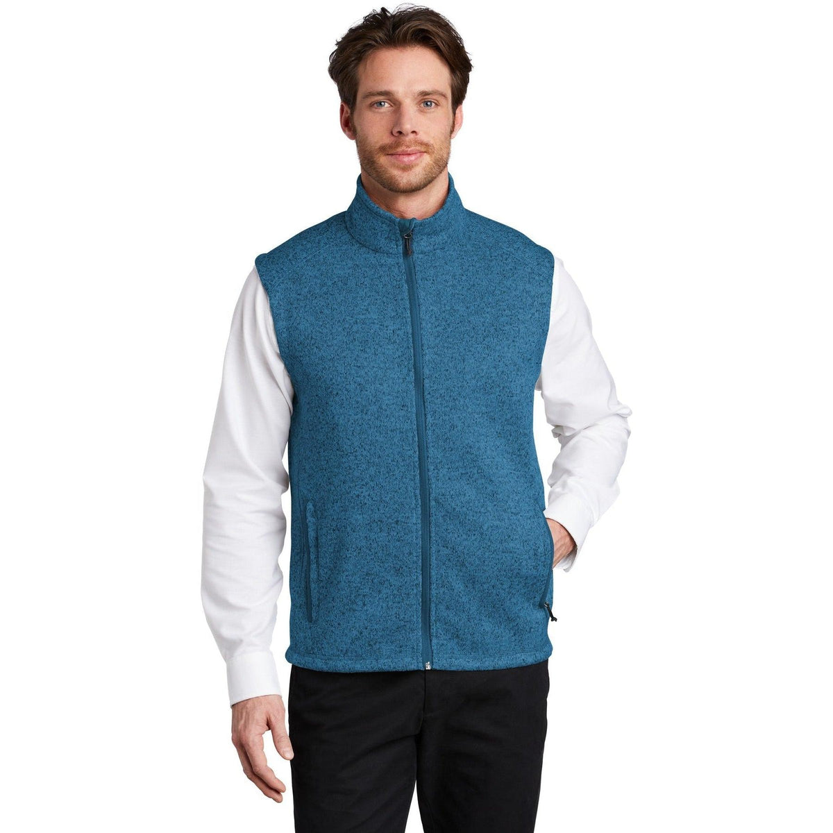 no-logo Port Authority Sweater Fleece Vest-Vests-Port Authority-Thread Logic