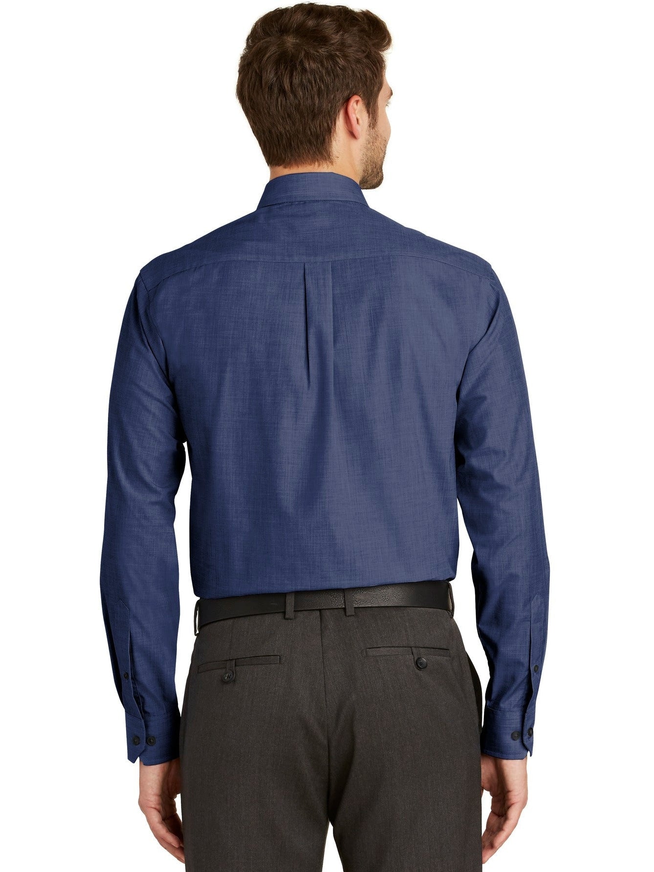 no-logo Port Authority Tall Crosshatch Easy Care Shirt-Regular-Port Authority-Thread Logic