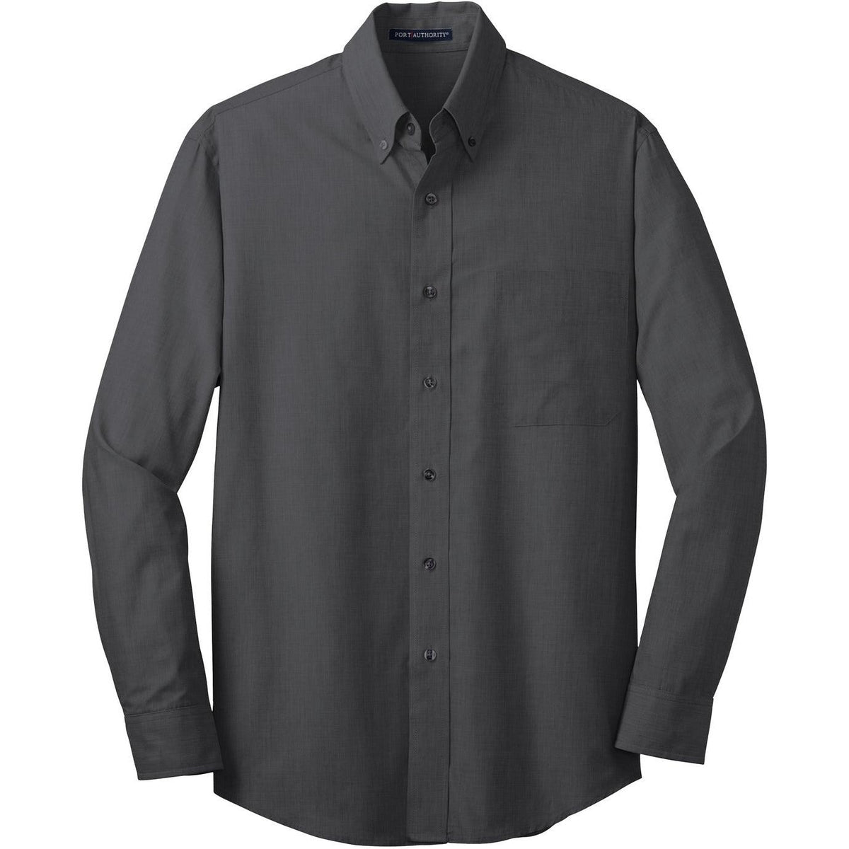 no-logo Port Authority Tall Crosshatch Easy Care Shirt-Dress Shirts-Port Authority-Soft Black-LT-Thread Logic