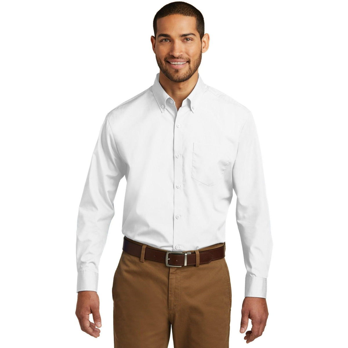 no-logo Port Authority Tall Long Sleeve Carefree Poplin Shirt-Dress Shirts-Port Authority-Thread Logic