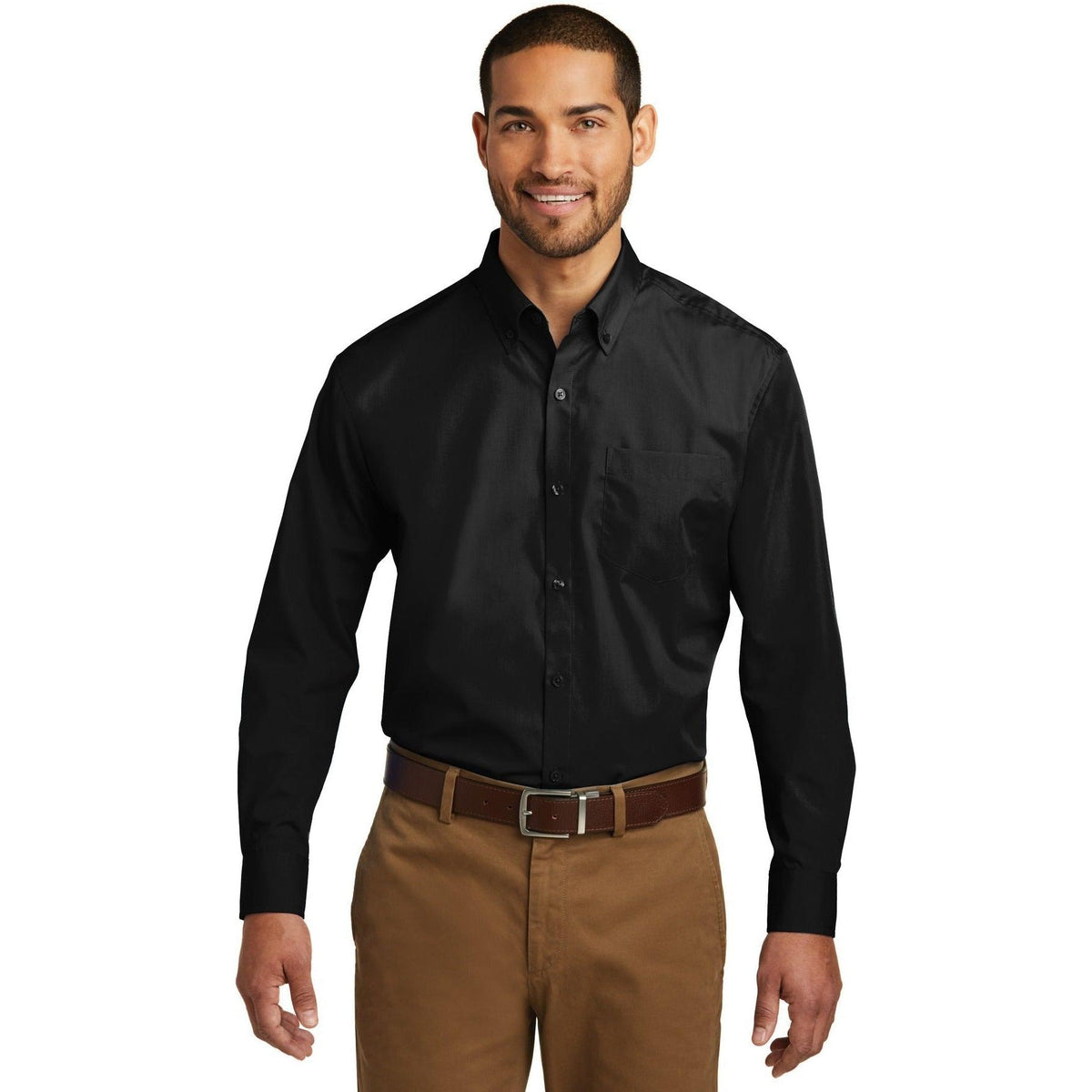 no-logo Port Authority Tall Long Sleeve Carefree Poplin Shirt-Dress Shirts-Port Authority-Thread Logic