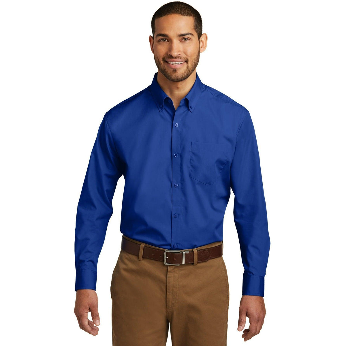 no-logo Port Authority Tall Long Sleeve Carefree Poplin Shirt-Dress Shirts-Port Authority-Thread Logic
