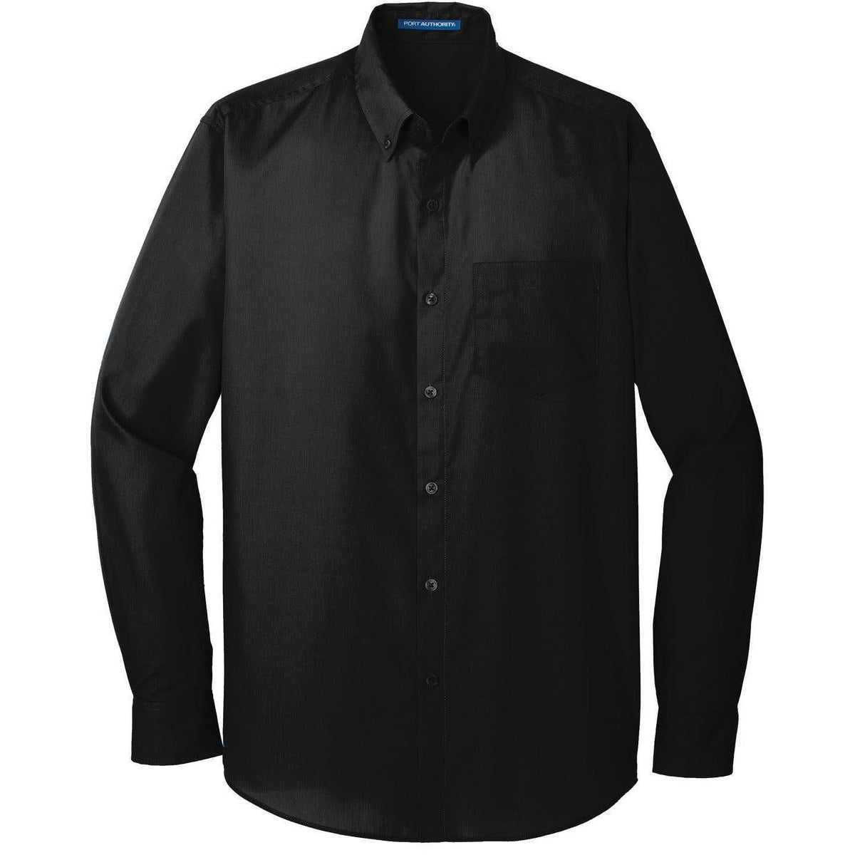 no-logo Port Authority Tall Long Sleeve Carefree Poplin Shirt-Dress Shirts-Port Authority-Deep Black-LT-Thread Logic