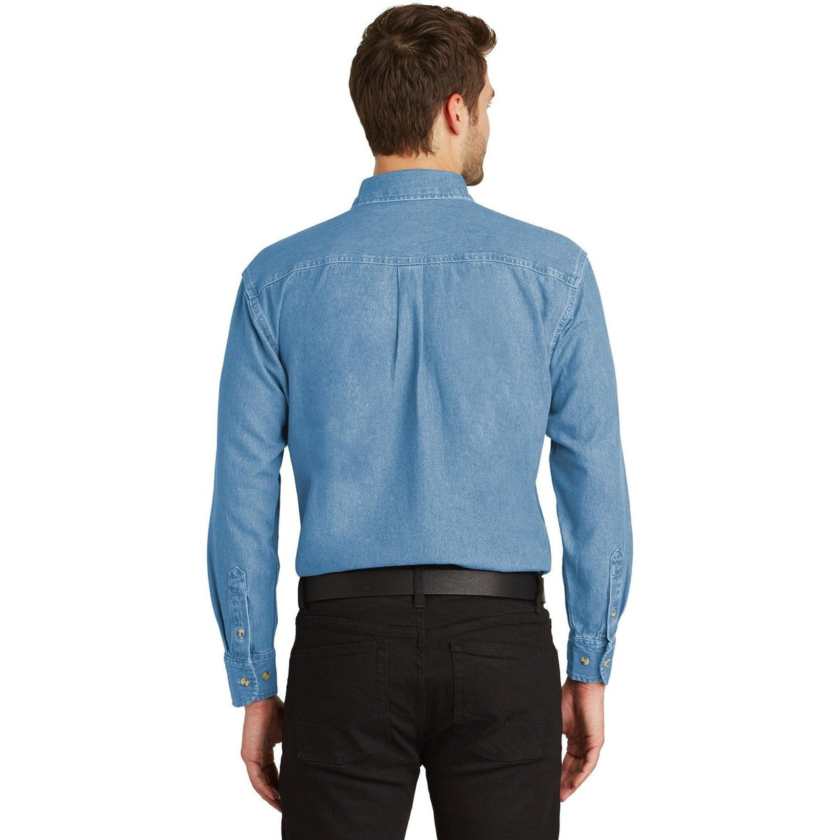 no-logo Port Authority Tall Long Sleeve Denim Shirt-Dress Shirts-Port Authority-Thread Logic