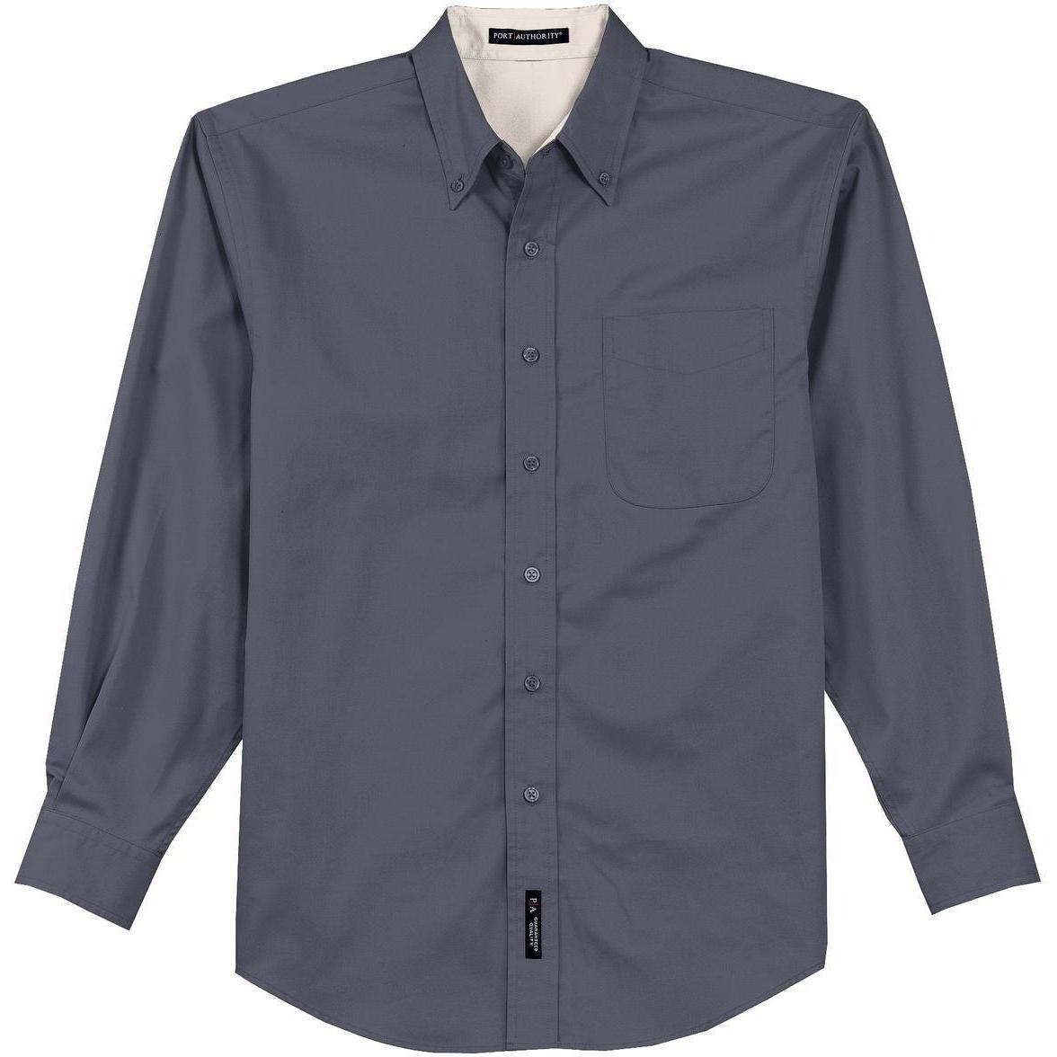 no-logo Port Authority Tall Long Sleeve Easy Care Shirt-Dress Shirts-Port Authority-Steel Grey/Light Stone-LT-Thread Logic