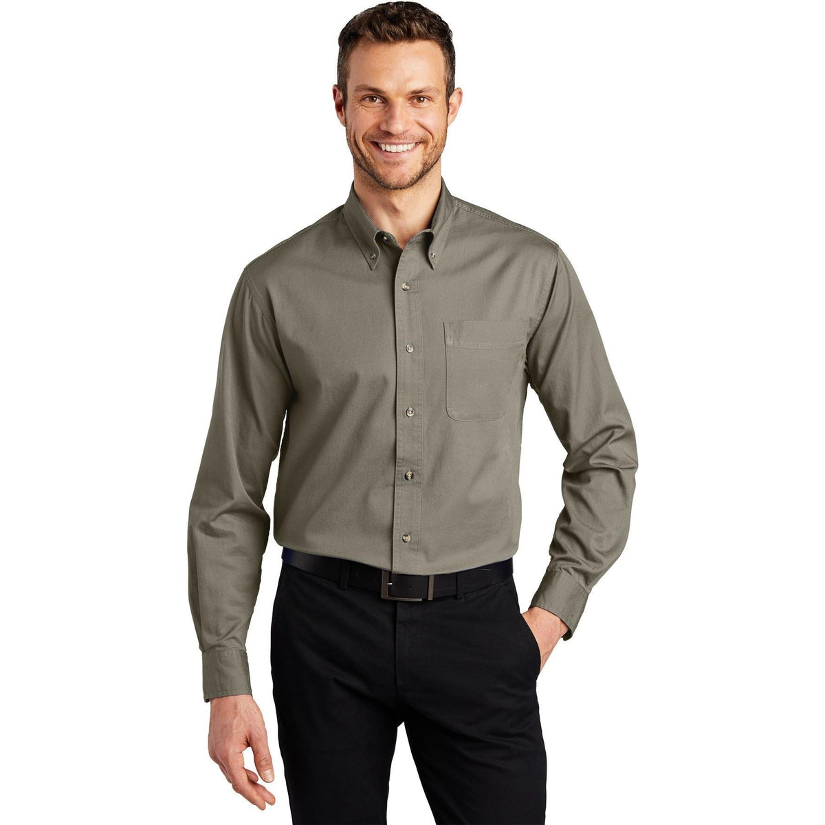 no-logo Port Authority Tall Long Sleeve Twill Shirt-Regular-Port Authority-Thread Logic