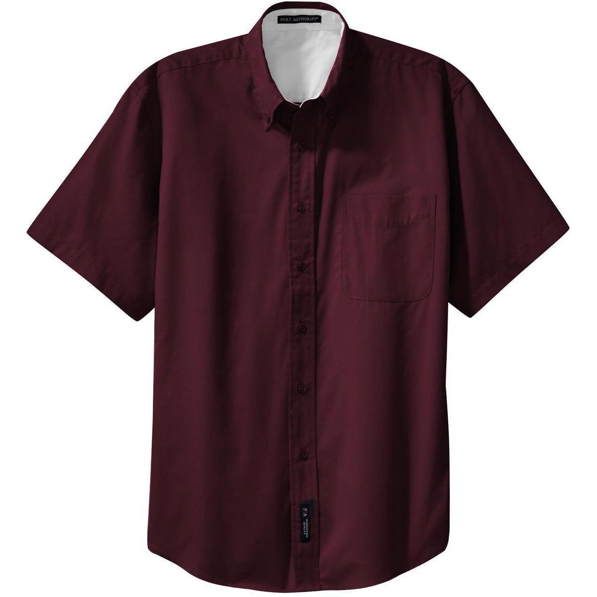 no-logo Port Authority Tall Short Sleeve Easy Care Shirt-Dress Shirts-Port Authority-Burgundy/Light Stone-LT-Thread Logic