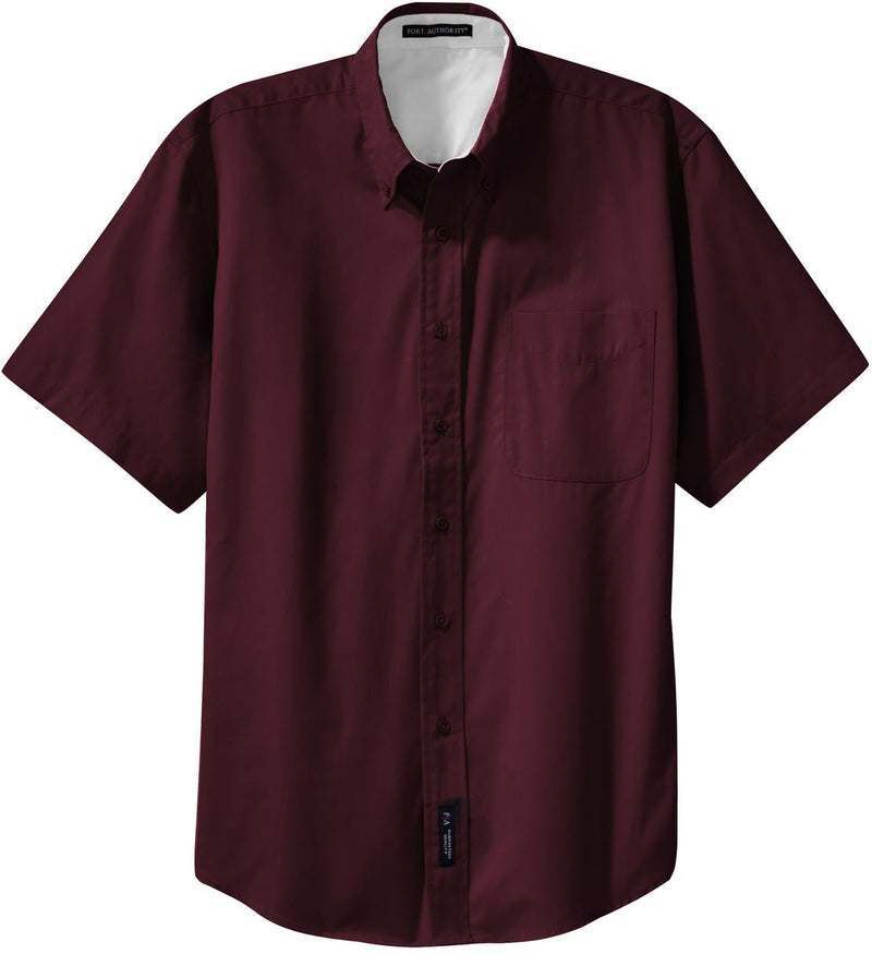 no-logo Port Authority Tall Short Sleeve Easy Care Shirt-Regular-Port Authority-Burgundy/Light Stone-LT-Thread Logic