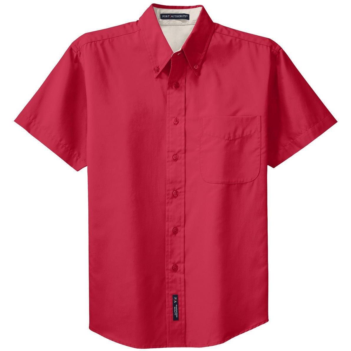 no-logo Port Authority Tall Short Sleeve Easy Care Shirt-Dress Shirts-Port Authority-Red/Light Stone-LT-Thread Logic