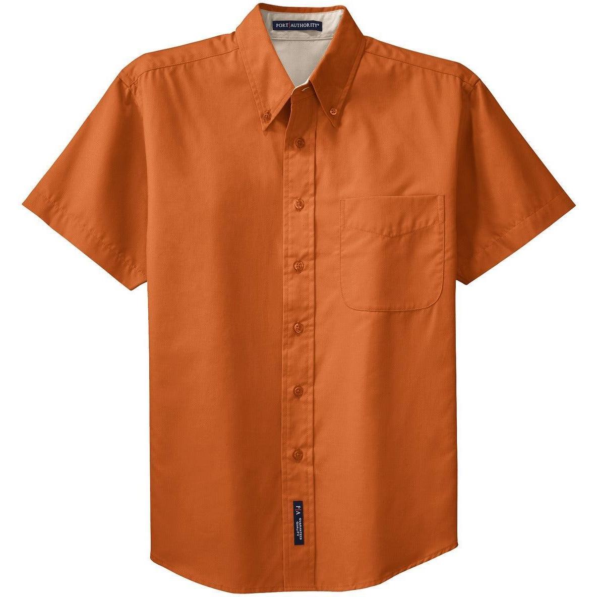 no-logo Port Authority Tall Short Sleeve Easy Care Shirt-Dress Shirts-Port Authority-Texas Orange/Light Stone-LT-Thread Logic