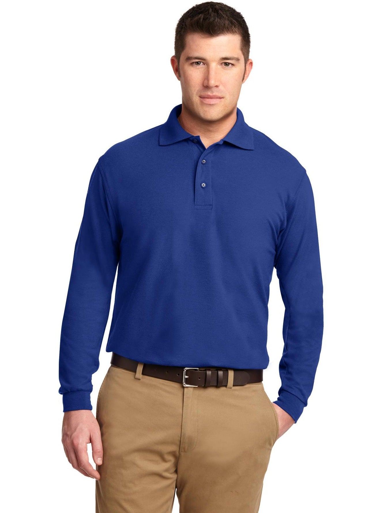 no-logo Port Authority Tall Silk Touch Long Sleeve Polo-Regular-Port Authority-Thread Logic