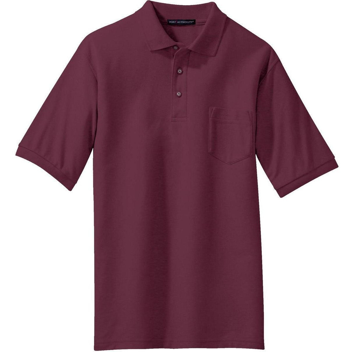 no-logo Port Authority Tall Silk Touch Polo with Pocket-Regular-Port Authority-Burgundy-LT-Thread Logic