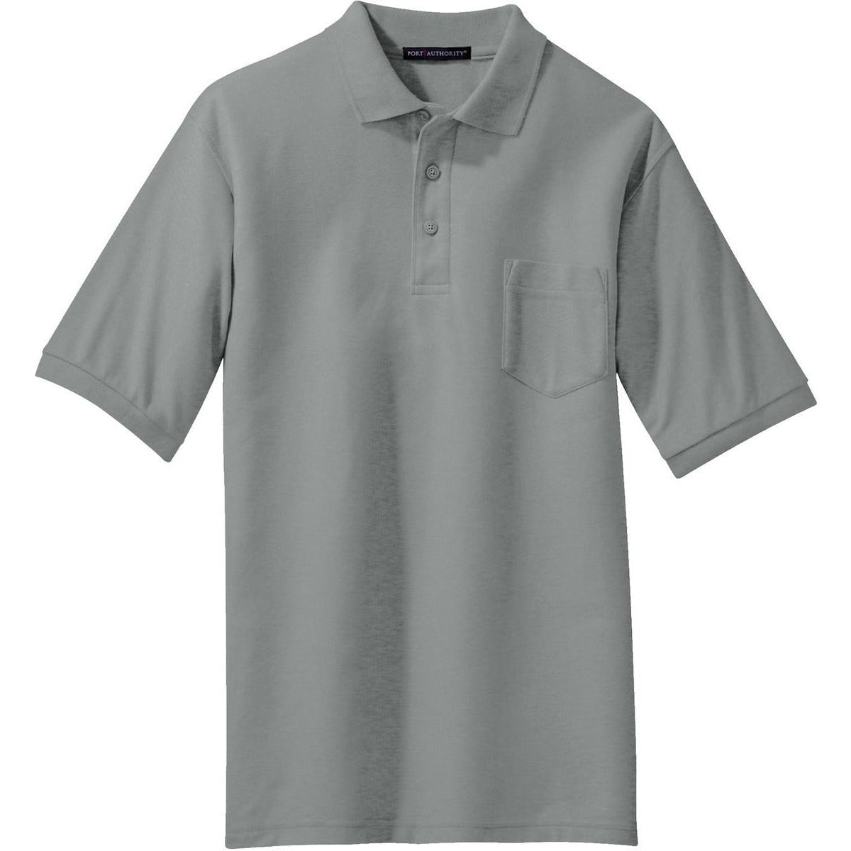 no-logo Port Authority Tall Silk Touch Polo with Pocket-Regular-Port Authority-Cool Grey-LT-Thread Logic