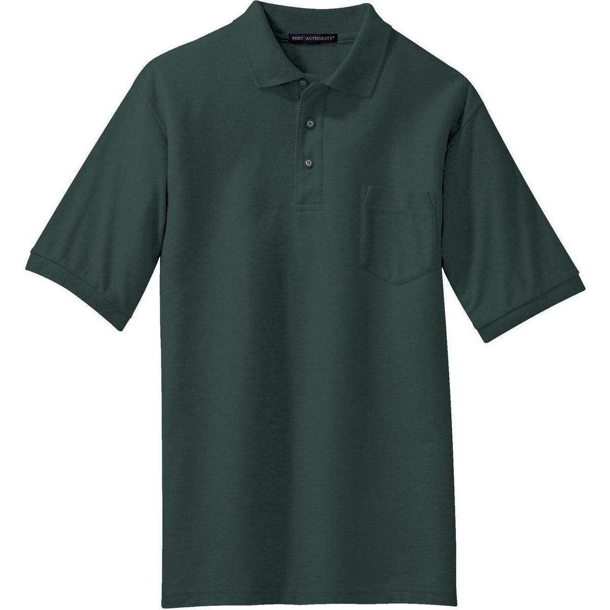 no-logo Port Authority Tall Silk Touch Polo with Pocket-Regular-Port Authority-Dark Green-LT-Thread Logic