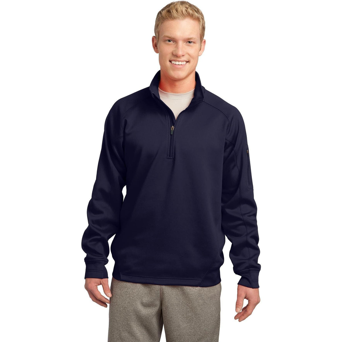 logo-left Sport-Tek Tech Fleece 1/4 Zip Pullover-Quarter Zips-Sport-Tek-True Navy-S-Thread Logic