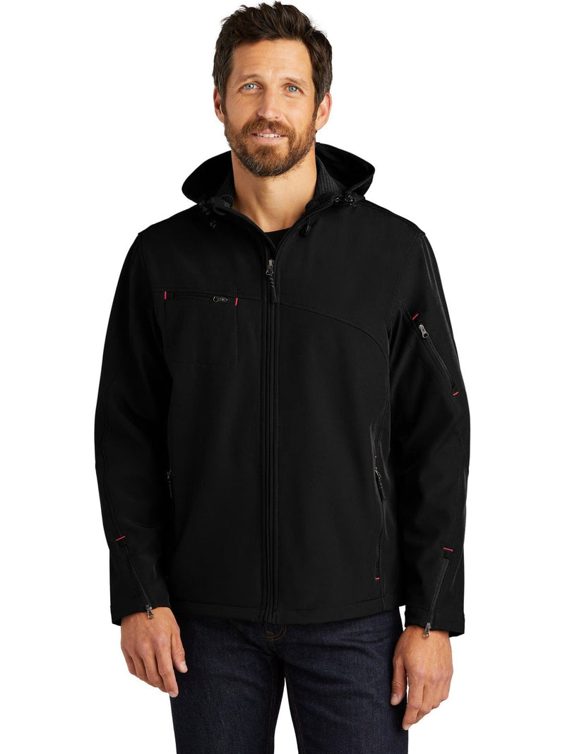no-logo Port Authority Textured Hooded Soft Shell Jacket-Regular-Port Authority-Thread Logic