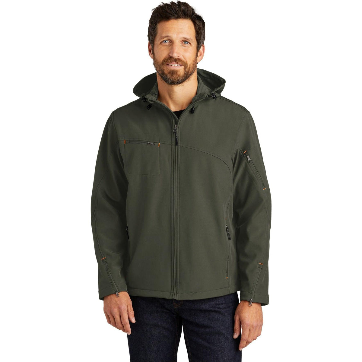no-logo Port Authority Textured Hooded Soft Shell Jacket-Regular-Port Authority-Thread Logic