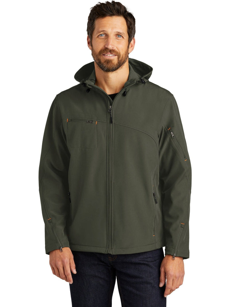 no-logo Port Authority Textured Hooded Soft Shell Jacket-Regular-Port Authority-Thread Logic