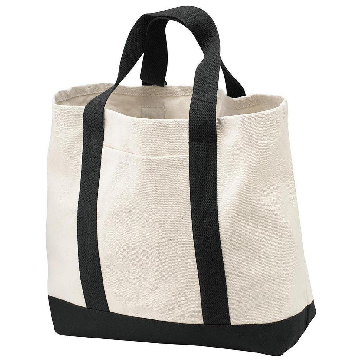 no-logo Port Authority Two Tone Shopping Tote-Bags-Port Authority-Natural/Black-Thread Logic