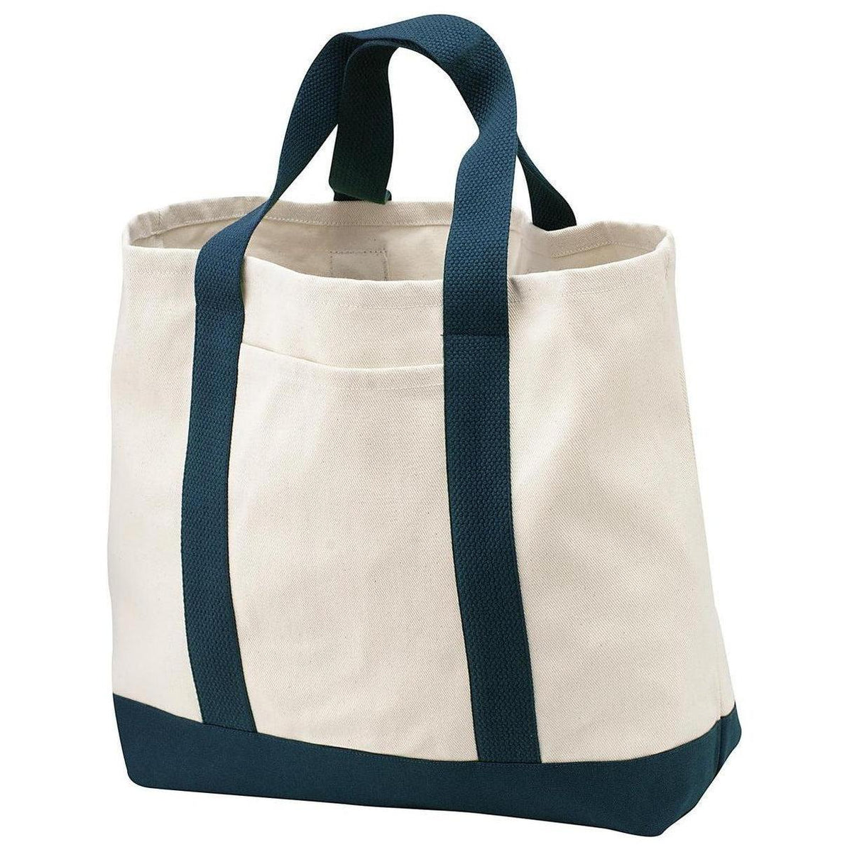 no-logo Port Authority Two Tone Shopping Tote-Bags-Port Authority-Natural/Navy-Thread Logic